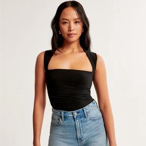Abercrombie & Fitch Black Sleeveless Fitted top